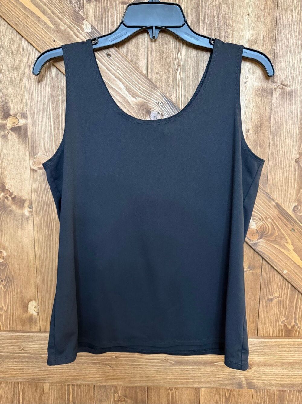 Chico’s Women’s Size 2 Large Black Sleeveless Scoop Neck Stretch Tank Top (9309)